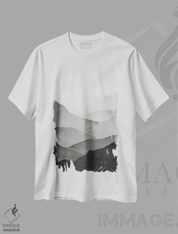 تیشرت سفید طرح دار منظرهٔ مینیمال یکم، آبستره اثر مارکو گونزالز | فروشگاه ایماژ