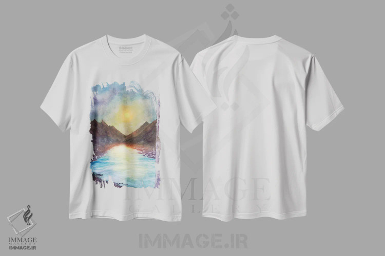 تیشرت سفید طرح دار رودخانه، آبستره اثر مارکو گونزالز | immage.ir