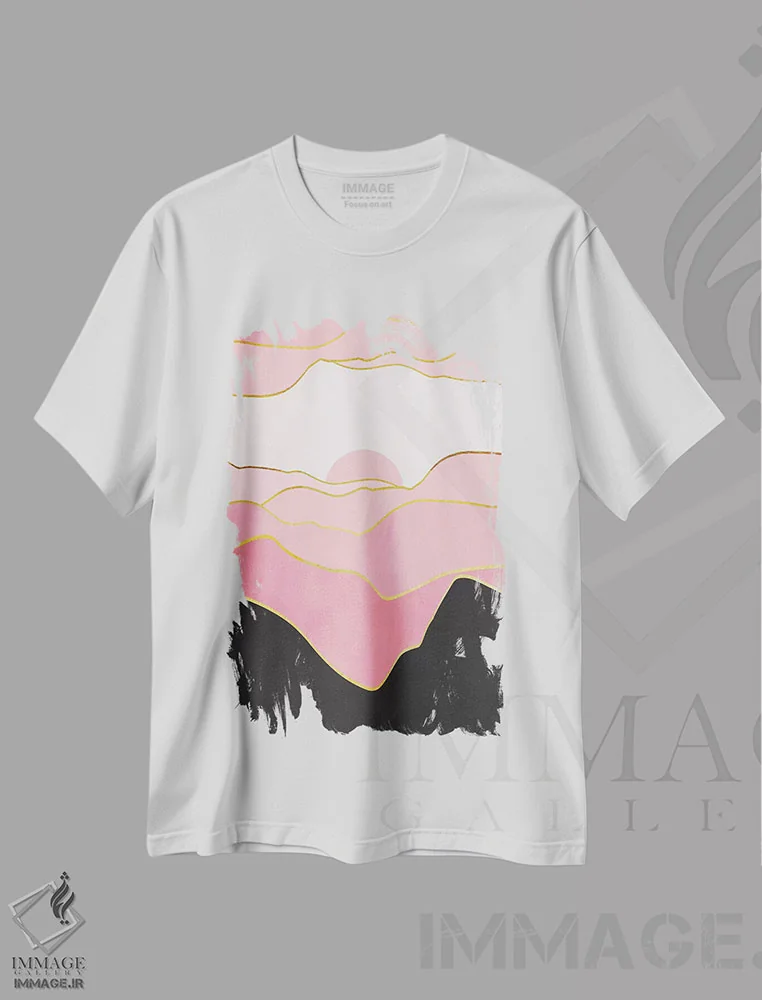 تیشرت سفید طرح دار منظرهٔ مینیمال دوم، آبستره اثر مارکو گونزالز | immage.ir