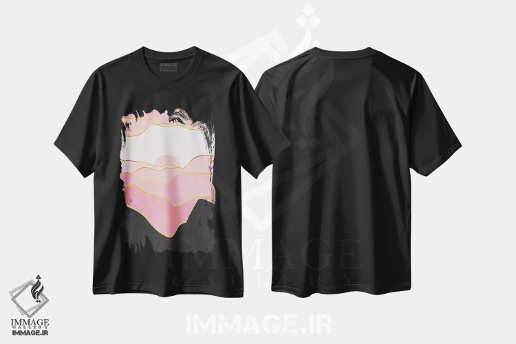 تیشرت مشکی طرح دار منظرهٔ مینیمال دوم، آبستره اثر مارکو گونزالز | فروشگاه ایماژ