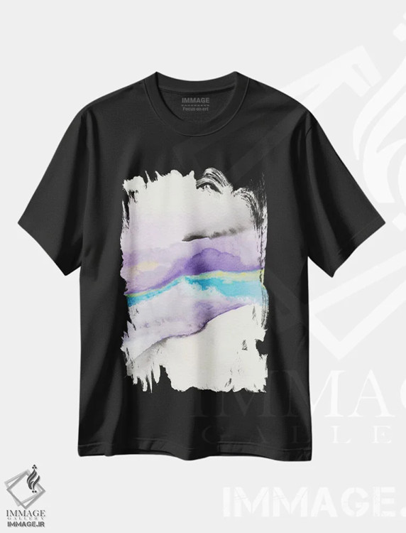 تیشرت مشکی طرح دار انتزاعی چهارم اثر مارکو گونزالز | فروشگاه ایماژ