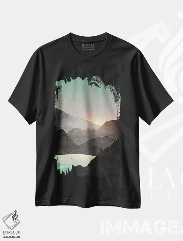 تیشرت مشکی طرح دار منظرهٔ مینیمال سوم، آبستره اثر مارکو گونزالز | immage.ir