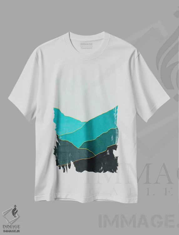 تیشرت سفید طرح دار منظرهٔ مینیمال چهارم، آبستره اثر مارکو گونزالز | فروشگاه ایماژ