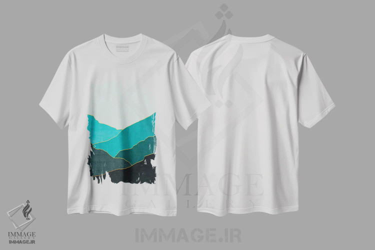 تیشرت سفید طرح دار منظرهٔ مینیمال چهارم، آبستره اثر مارکو گونزالز | فروشگاه ایماژ