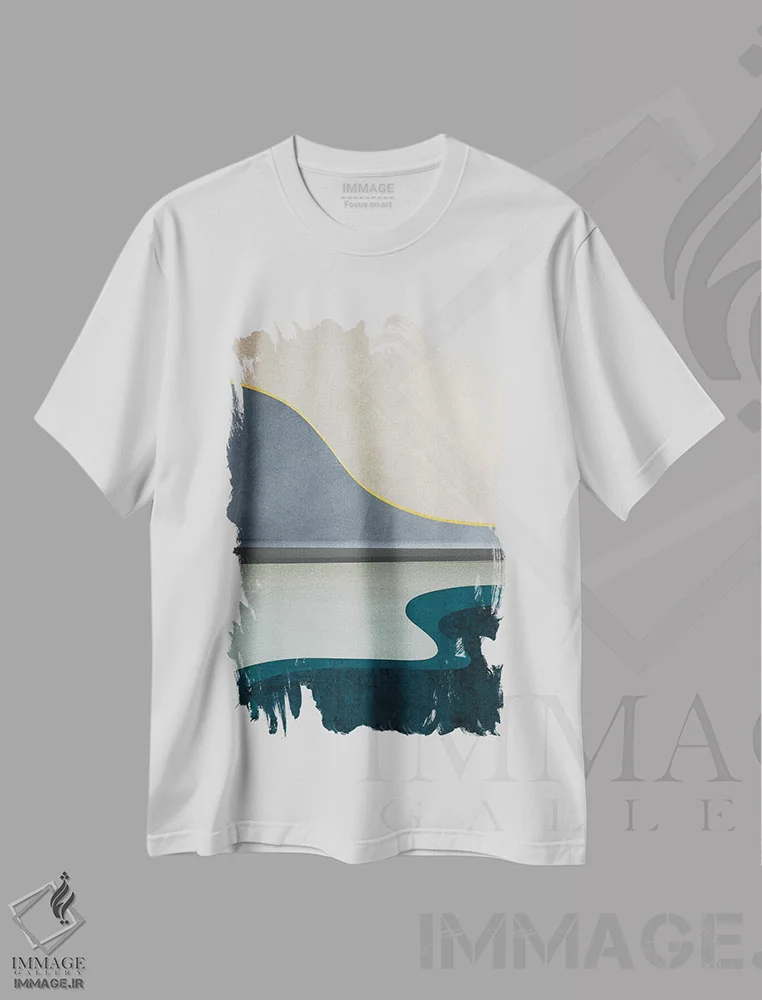 تیشرت سفید طرح دار منظرهٔ مینیمال پنجم، آبستره اثر مارکو گونزالز | immage.ir