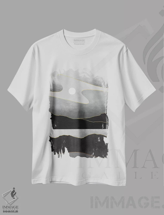 تیشرت سفید طرح دار منظرهٔ مینیمال هفتم، آبستره اثر مارکو گونزالز | immage.ir