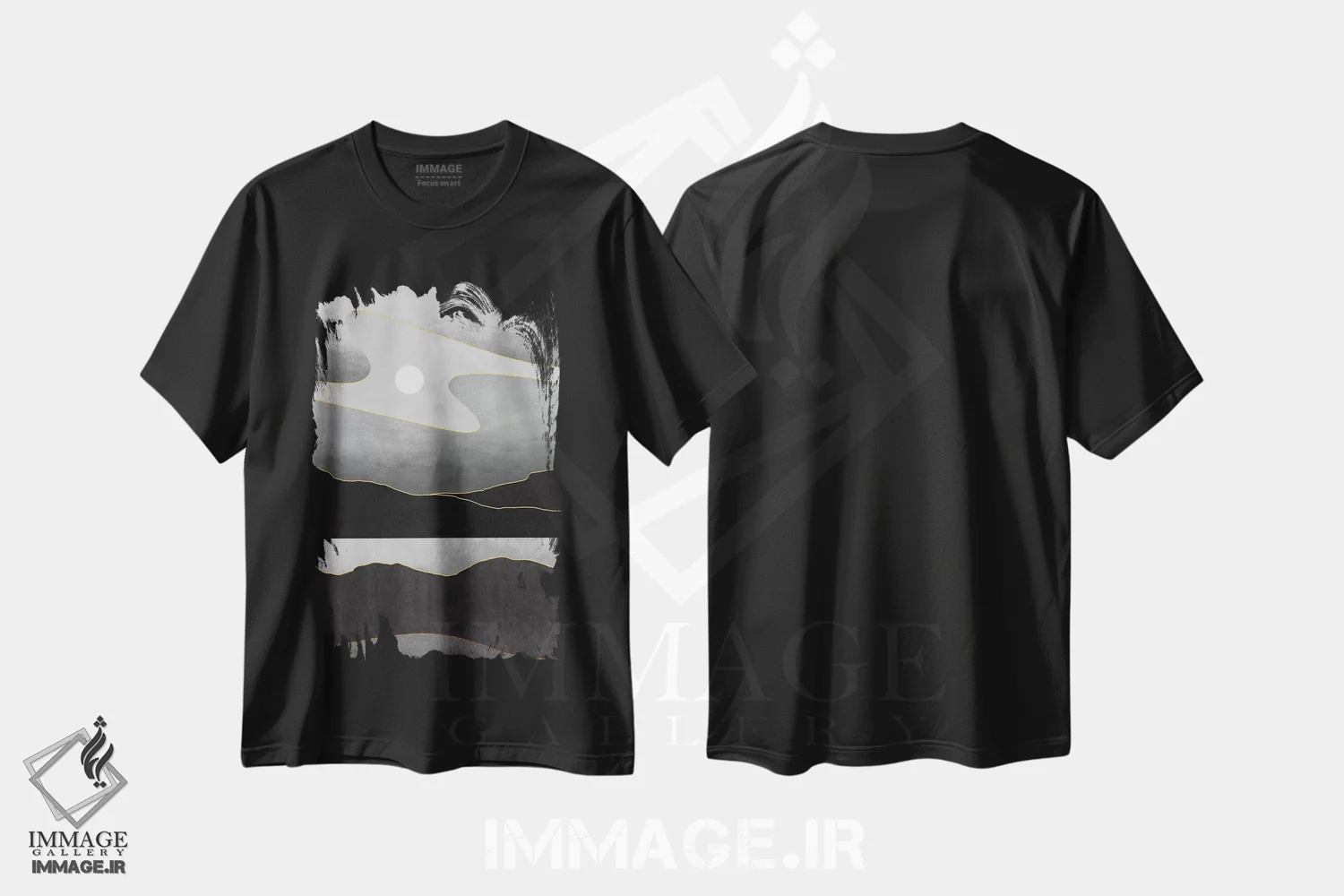تیشرت مشکی طرح دار منظرهٔ مینیمال هفتم، آبستره اثر مارکو گونزالز | فروشگاه ایماژ