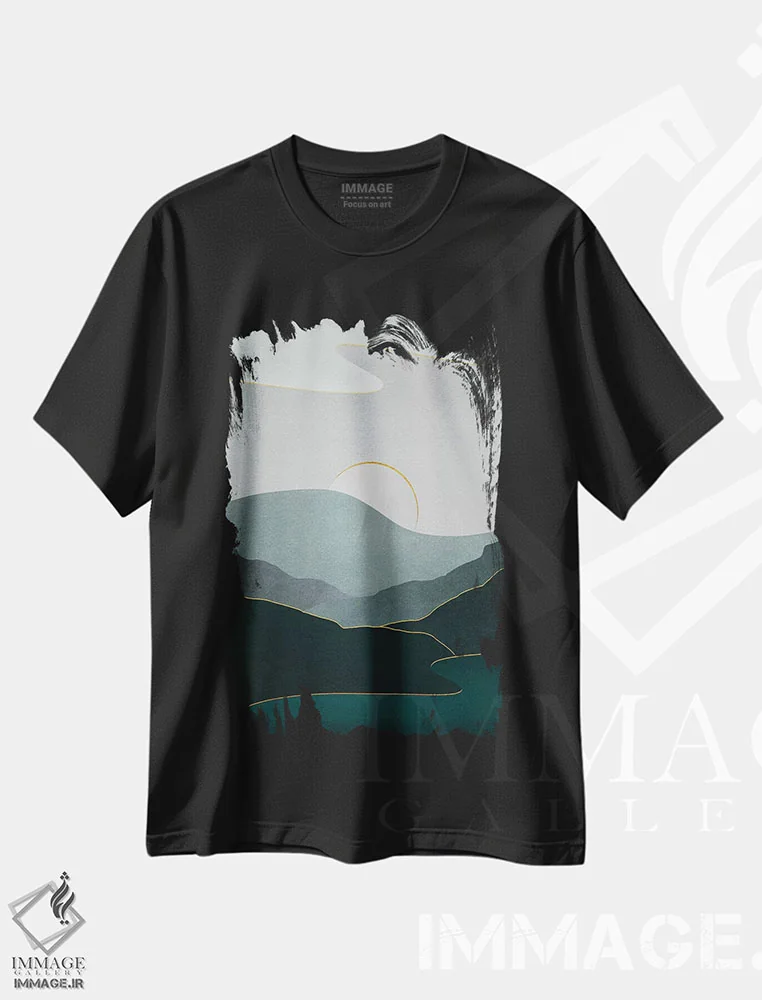 تیشرت مشکی طرح دار منظرهٔ مینیمال هشتم، آبستره اثر مارکو گونزالز | immage.ir