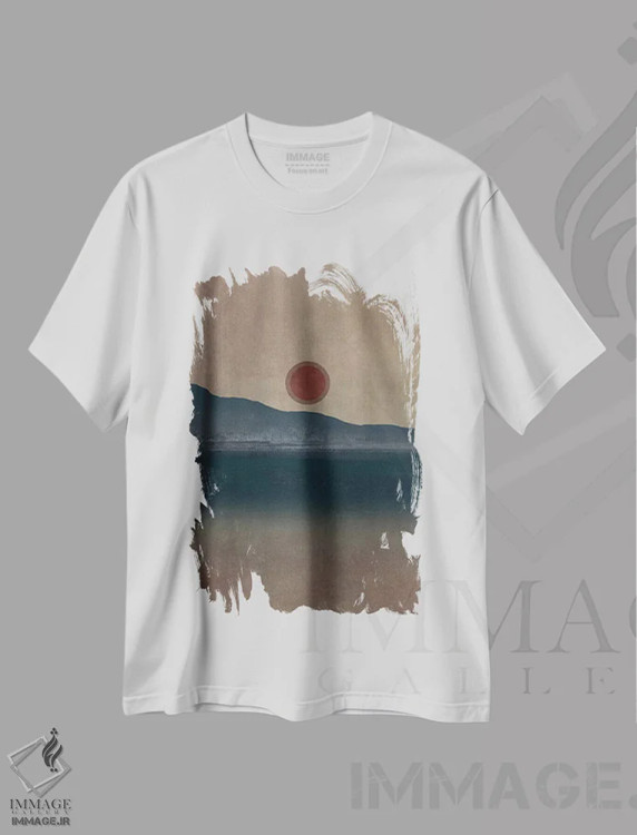 تیشرت سفید طرح دار منظرهٔ مینیمال دهم، آبستره اثر مارکو گونزالز | فروشگاه ایماژ
