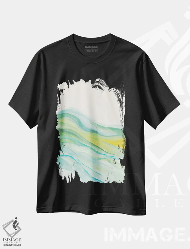 تیشرت مشکی طرح دار انتزاعی پنجم اثر مارکو گونزالز | immage.ir