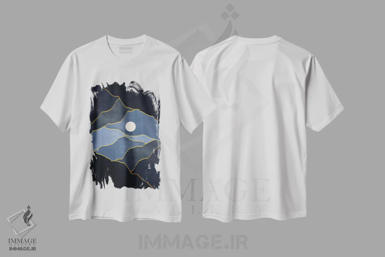 تیشرت سفید طرح دار غروب فراواقع گرایانه چهارم، آبستره اثر مارکو گونزالز | immage.ir