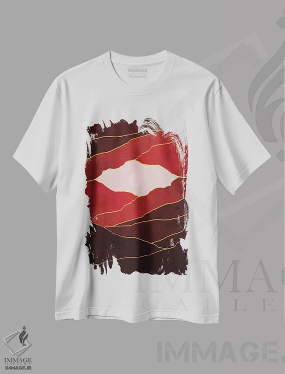 تیشرت سفید طرح دار غروب فراواقع گرایانه پنجم، آبستره اثر مارکو گونزالز | immage.ir