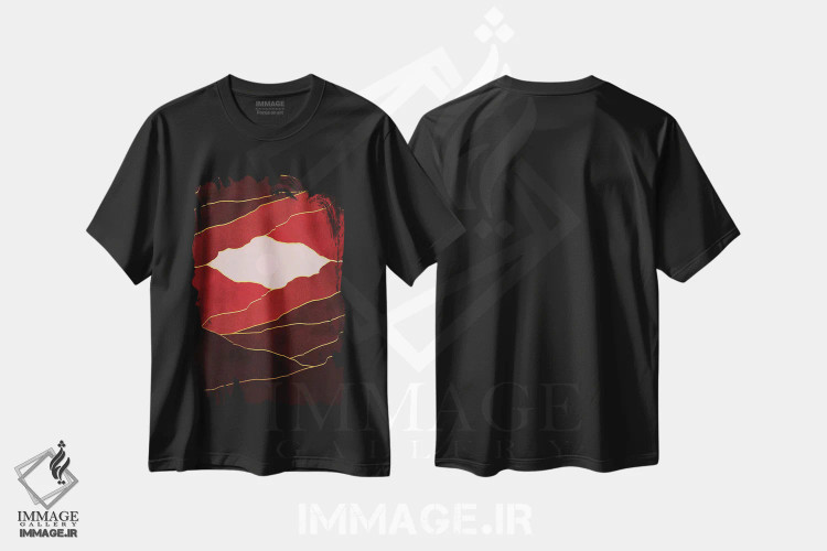 تیشرت مشکی طرح دار غروب فراواقع گرایانه پنجم، آبستره اثر مارکو گونزالز | فروشگاه ایماژ