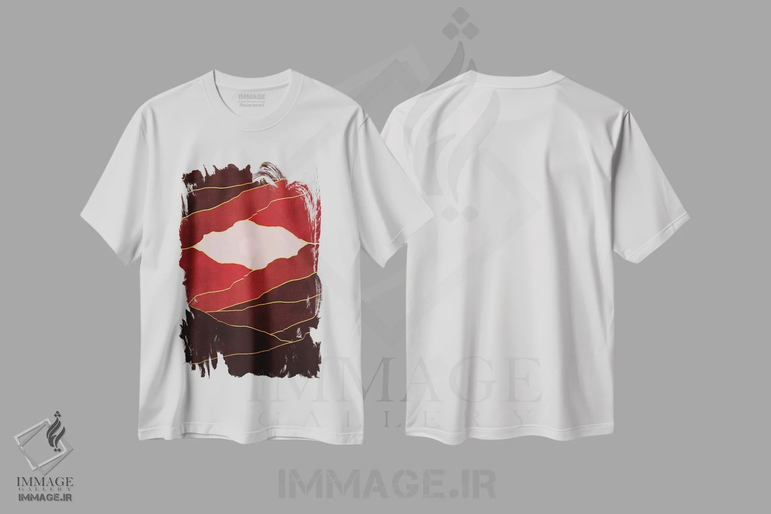 تیشرت سفید طرح دار غروب فراواقع گرایانه پنجم، آبستره اثر مارکو گونزالز | immage.ir