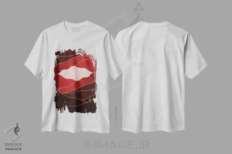 تیشرت سفید طرح دار غروب فراواقع گرایانه پنجم، آبستره اثر مارکو گونزالز | immage.ir
