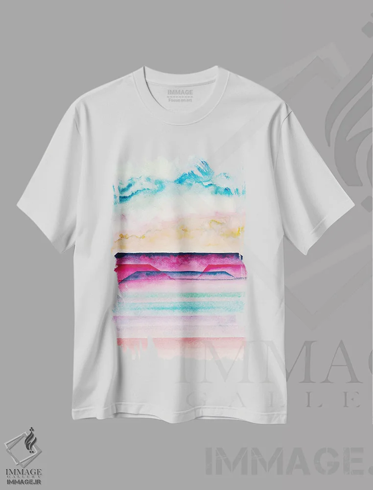 تیشرت سفید طرح دار انتزاعی سی وچهارم، آبستره اثر مارکو گونزالز | فروشگاه ایماژ