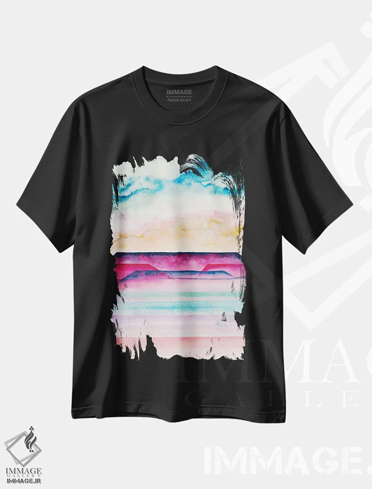 تیشرت مشکی طرح دار انتزاعی سی وچهارم، آبستره اثر مارکو گونزالز | immage.ir