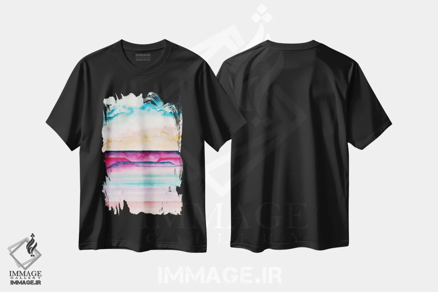 تیشرت مشکی طرح دار انتزاعی سی وچهارم، آبستره اثر مارکو گونزالز | immage.ir