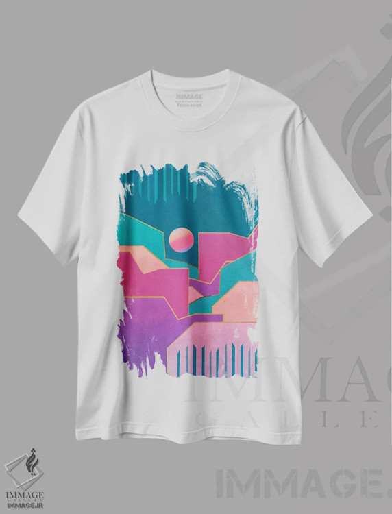 تیشرت سفید طرح دار معماری انتزاعی یکم، آبستره اثر مارکو گونزالز | فروشگاه ایماژ