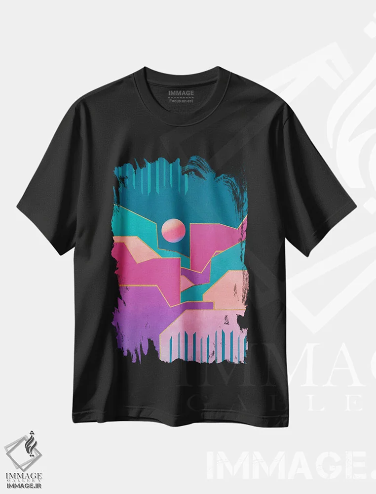 تیشرت مشکی طرح دار معماری انتزاعی یکم، آبستره اثر مارکو گونزالز | immage.ir