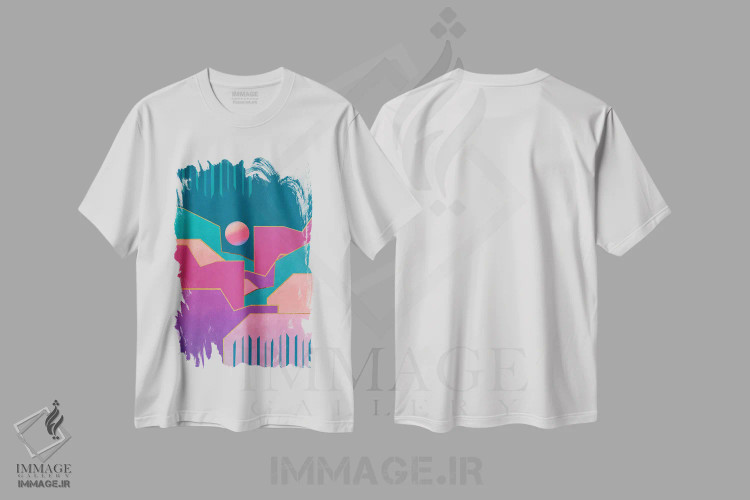 تیشرت سفید طرح دار معماری انتزاعی یکم، آبستره اثر مارکو گونزالز | فروشگاه ایماژ