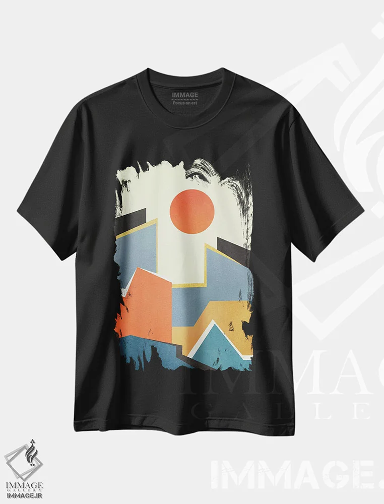 تیشرت مشکی طرح دار معماری انتزاعی سوم، آبستره اثر مارکو گونزالز | فروشگاه ایماژ
