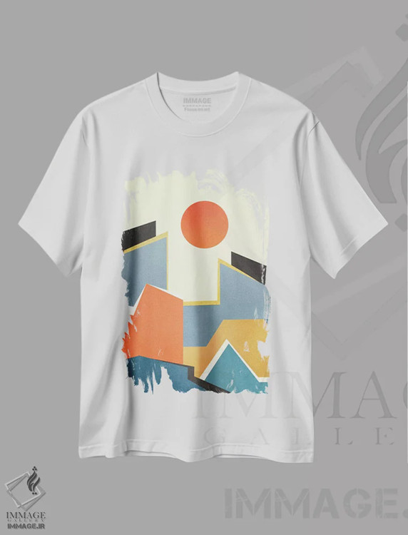 تیشرت سفید طرح دار معماری انتزاعی سوم، آبستره اثر مارکو گونزالز | immage.ir