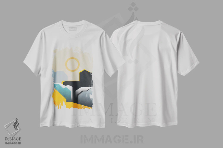 تیشرت سفید طرح دار معماری انتزاعی ششم، آبستره اثر مارکو گونزالز | فروشگاه ایماژ