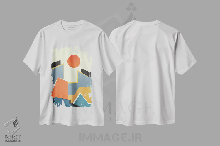 تیشرت سفید طرح دار معماری انتزاعی سوم، آبستره اثر مارکو گونزالز | immage.ir