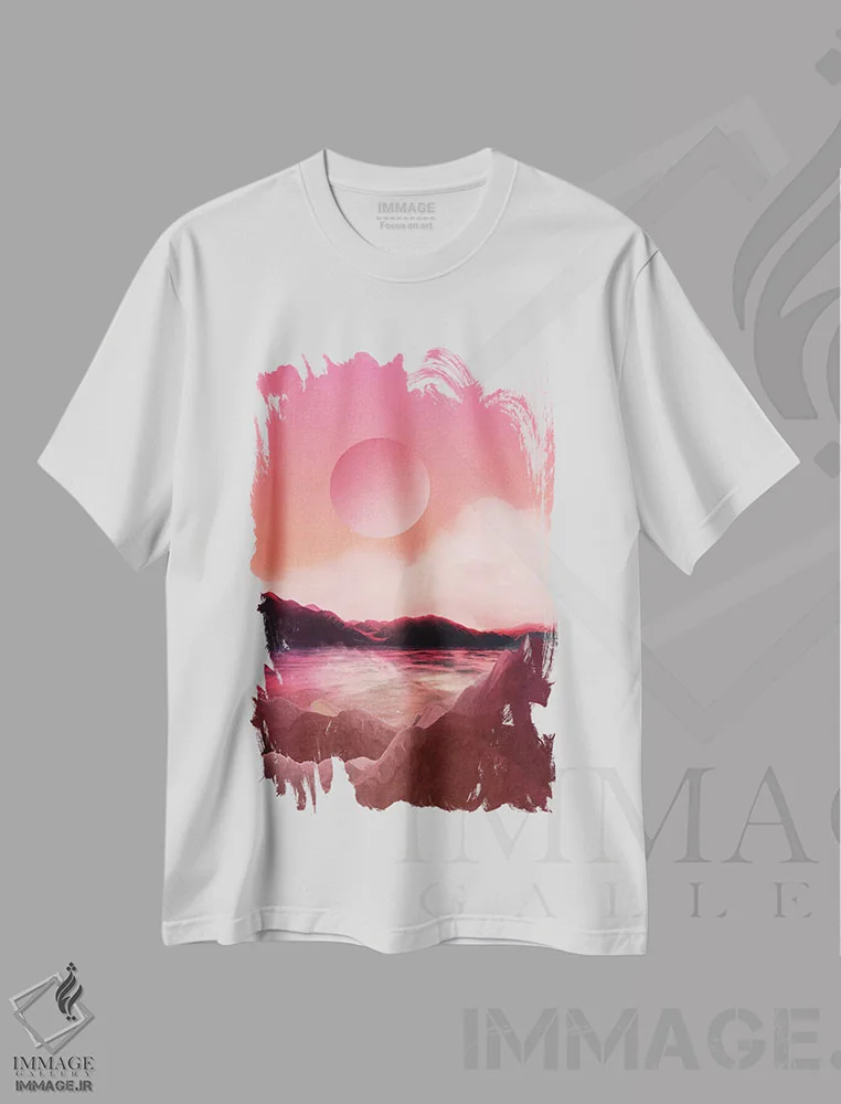 تیشرت سفید طرح دار منظره و گرافیک مدرن یکم، آبستره اثر مارکو گونزالز | immage.ir