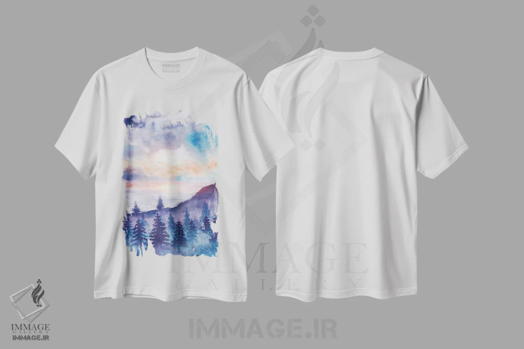 تیشرت سفید طرح دار در جنگل نهم، آبستره اثر مارکو گونزالز | فروشگاه ایماژ