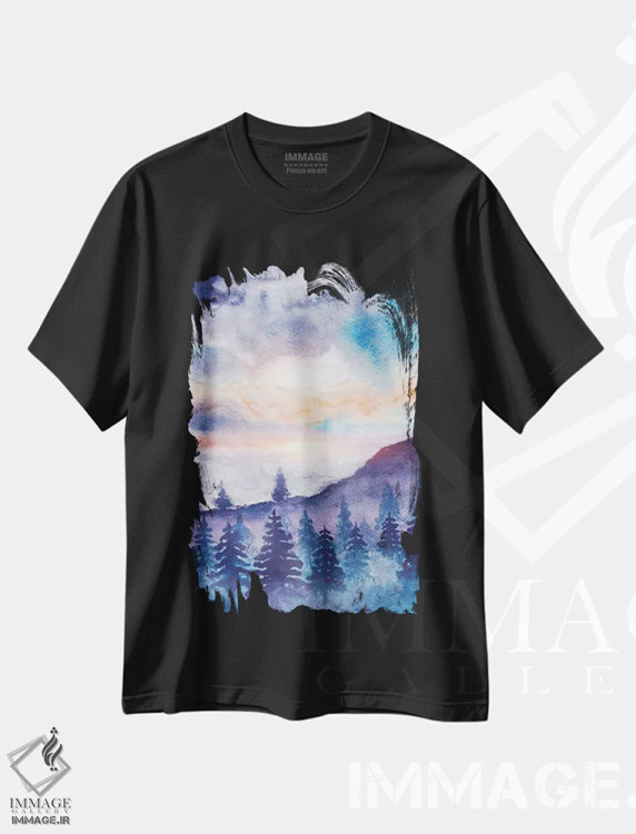 تیشرت مشکی طرح دار در جنگل نهم، آبستره اثر مارکو گونزالز | immage.ir