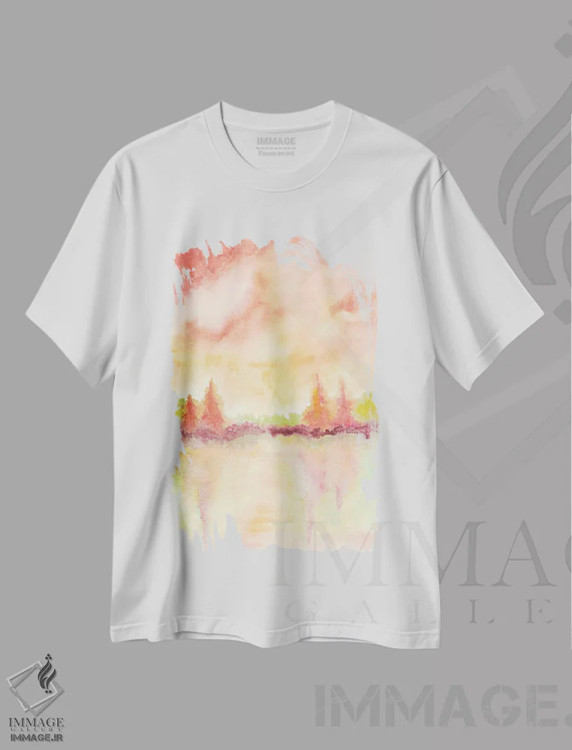 تیشرت سفید طرح دار انتزاعی هفتم، آبستره اثر مارکو گونزالز | فروشگاه ایماژ