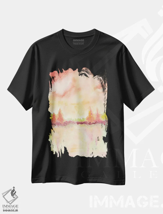 تیشرت مشکی طرح دار انتزاعی هفتم، آبستره اثر مارکو گونزالز | immage.ir