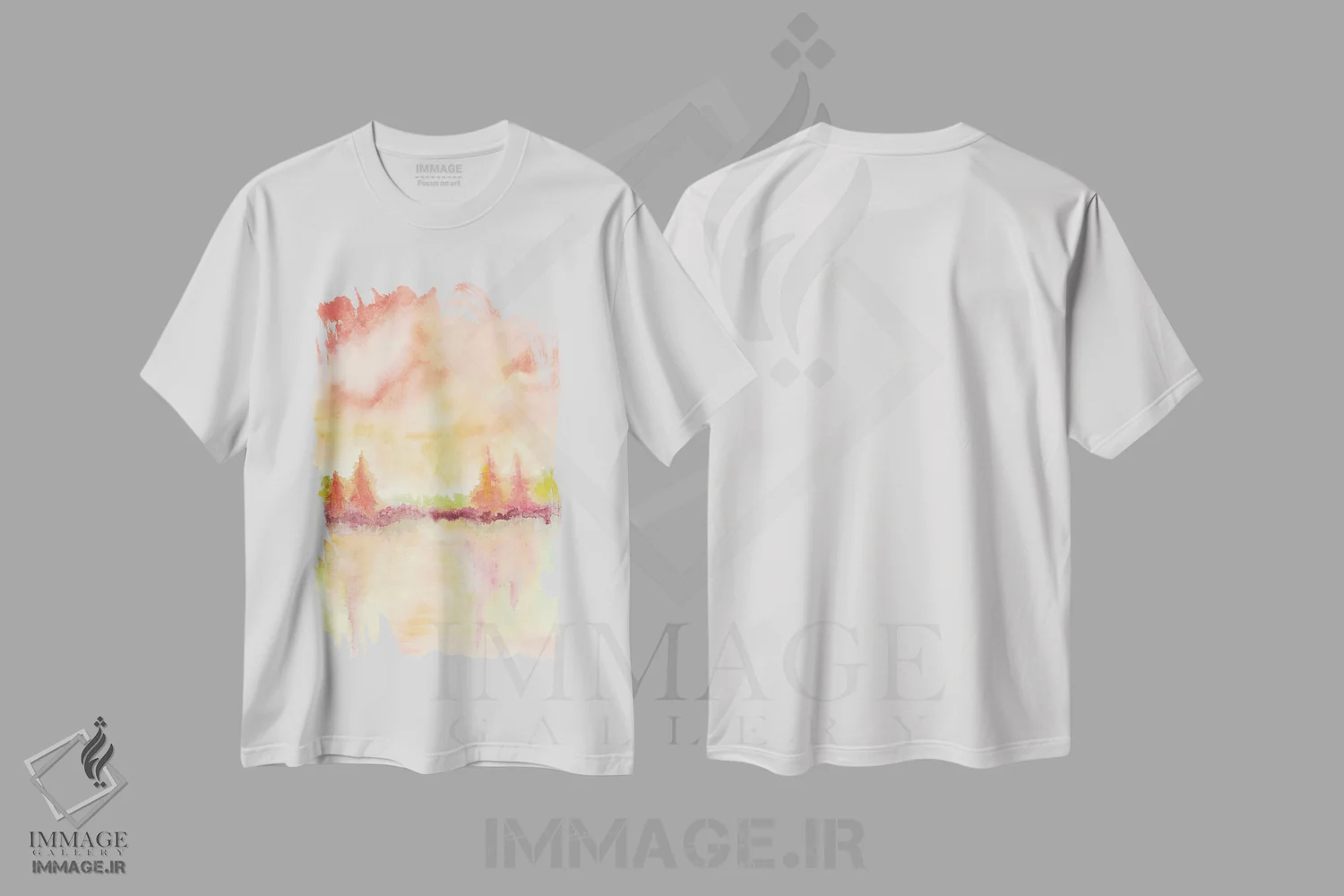تیشرت سفید طرح دار انتزاعی هفتم، آبستره اثر مارکو گونزالز | فروشگاه ایماژ