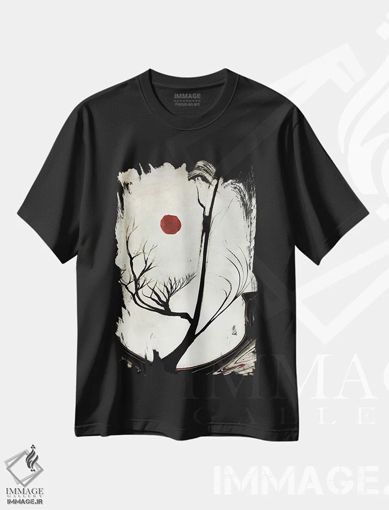 تیشرت مشکی طرح دار درختان آبرنگی دوازدهم اثر مارکو گونزالز | immage.ir