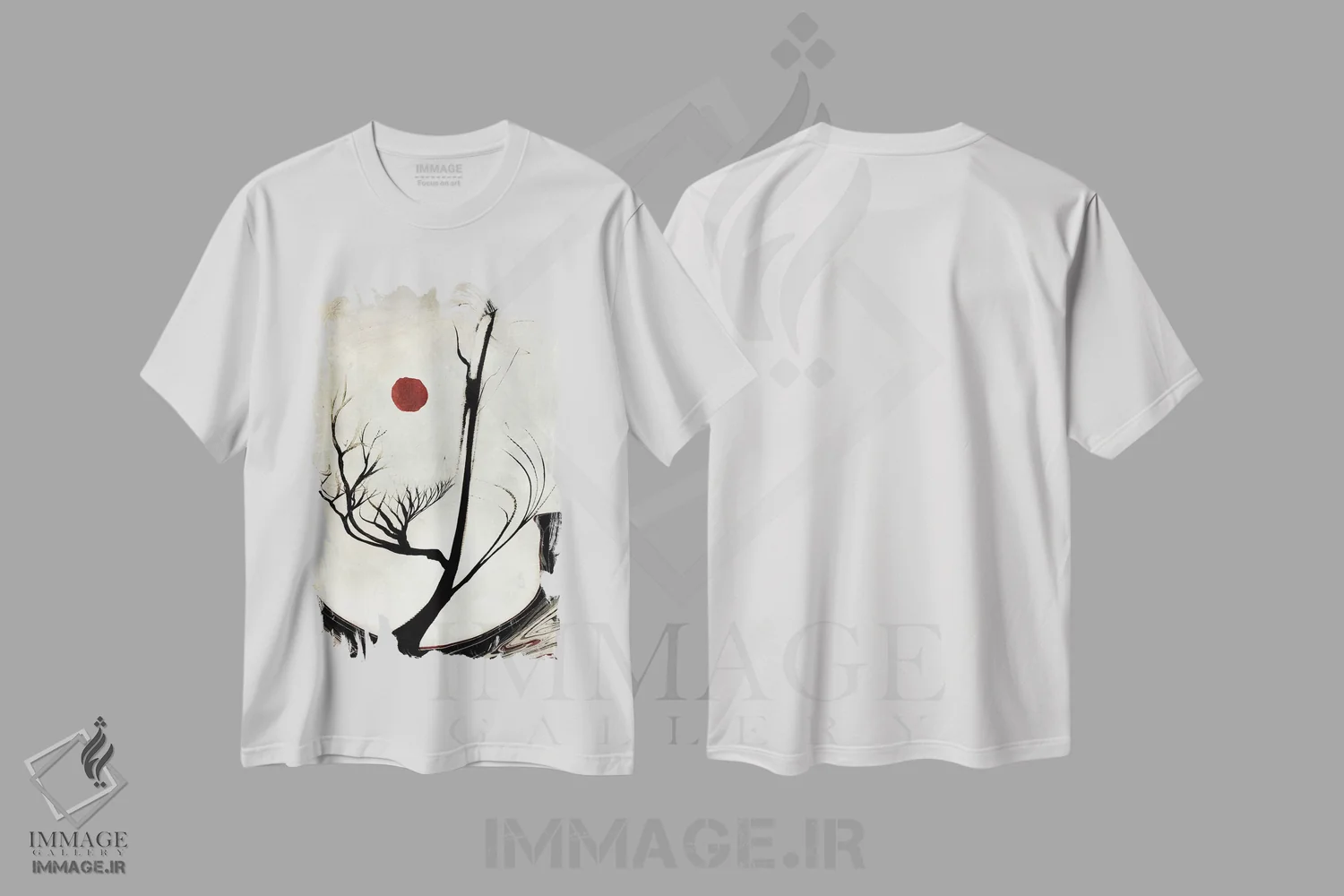 تیشرت سفید طرح دار درختان آبرنگی دوازدهم اثر مارکو گونزالز | فروشگاه ایماژ