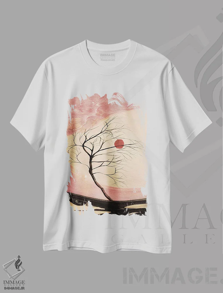 تیشرت سفید طرح دار درختان آبرنگی سیزدهم، وینتیج و رترو اثر مارکو گونزالز | immage.ir
