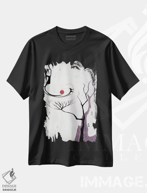 تیشرت مشکی طرح دار درختان آبرنگی چهاردهم اثر مارکو گونزالز | immage.ir
