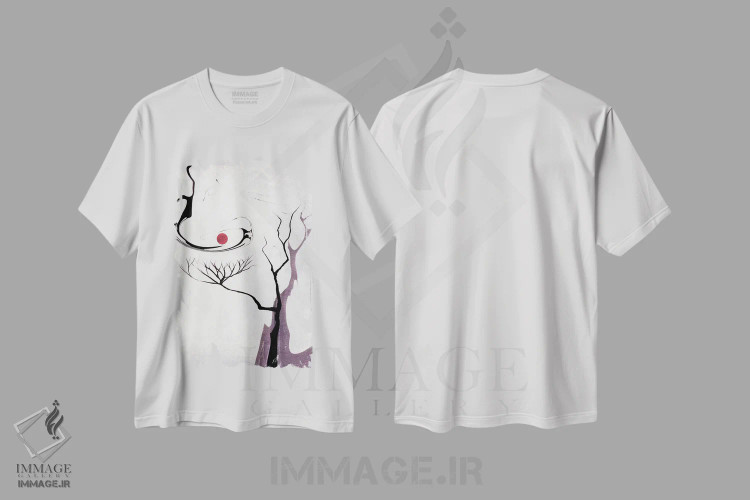 تیشرت سفید طرح دار درختان آبرنگی چهاردهم اثر مارکو گونزالز | فروشگاه ایماژ