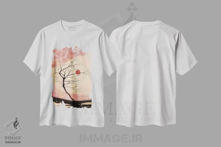 تیشرت سفید طرح دار درختان آبرنگی سیزدهم، وینتیج و رترو اثر مارکو گونزالز | immage.ir