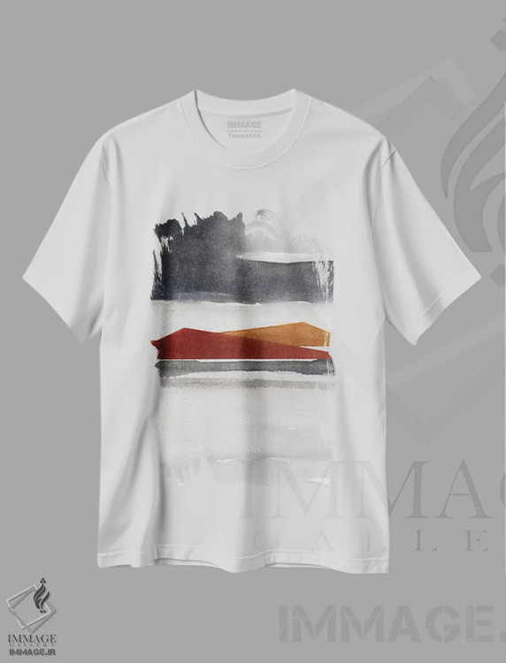 تیشرت سفید طرح دار منظرهٔ انتزاعی آبرنگی سوم، آبستره اثر مارکو گونزالز | immage.ir