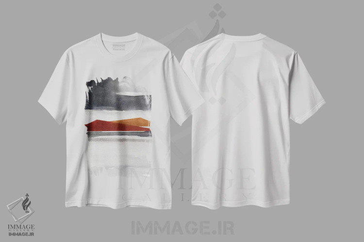 تیشرت سفید طرح دار منظرهٔ انتزاعی آبرنگی سوم، آبستره اثر مارکو گونزالز | immage.ir