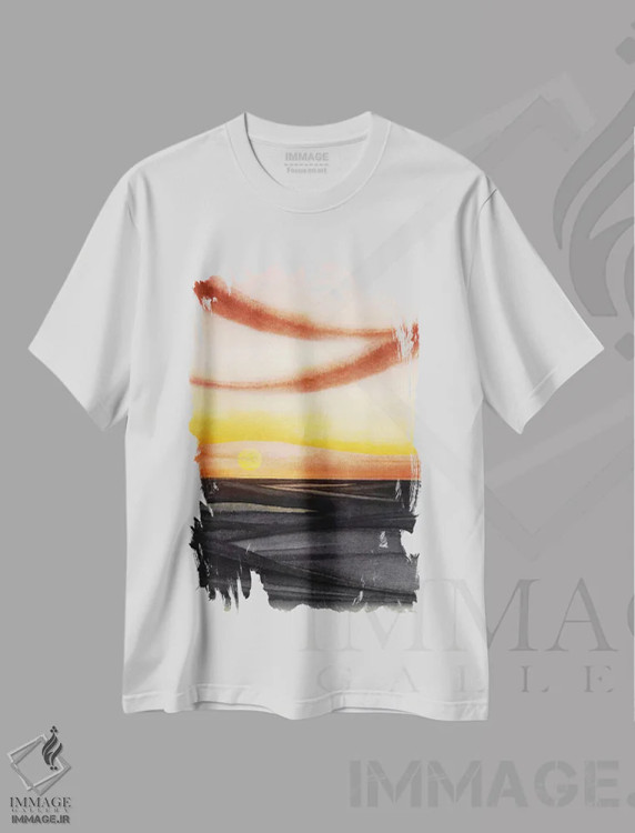 تیشرت سفید طرح دار منظرهٔ انتزاعی آبرنگی پنجم، آبستره اثر مارکو گونزالز | immage.ir