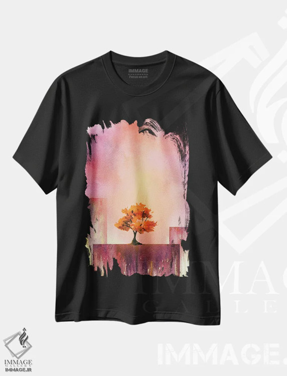 تیشرت مشکی طرح دار درخت و کوه ها چهارم اثر مارکو گونزالز | فروشگاه ایماژ