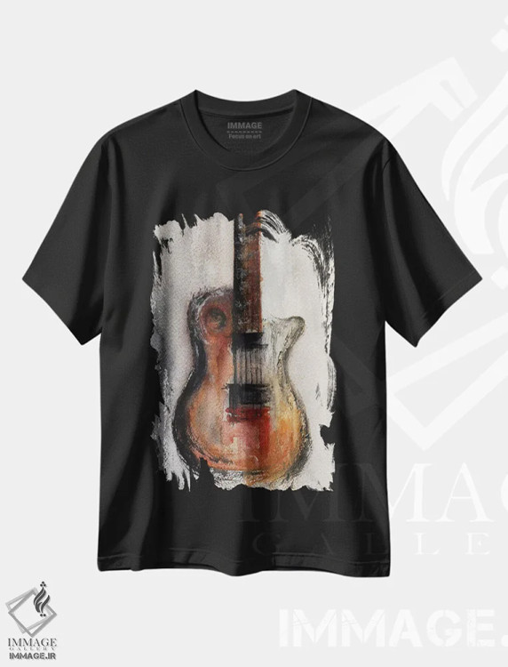 تیشرت مشکی طرح دار گیتار، تزئینی اثر مارکو گونزالز | فروشگاه ایماژ