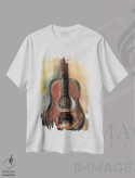 تیشرت سفید طرح دار موسیقی رترو، تزئینی اثر مارکو گونزالز | فروشگاه ایماژ