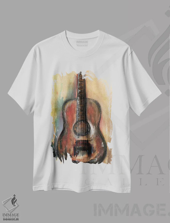 تیشرت سفید طرح دار موسیقی رترو، تزئینی اثر مارکو گونزالز | فروشگاه ایماژ
