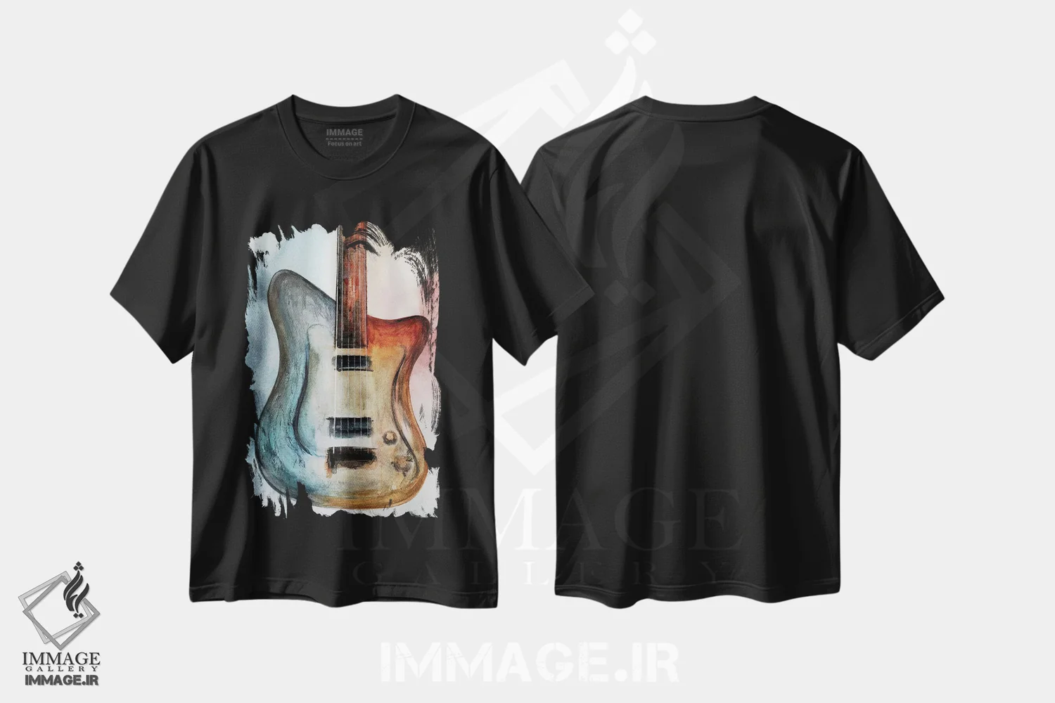 تیشرت مشکی طرح دار موسیقی رترو سوم، تزئینی اثر مارکو گونزالز | فروشگاه ایماژ