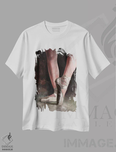 تیشرت سفید طرح دار کفش های ظریف، هنر فاخر معاصر اثر استیو گود | فروشگاه ایماژ